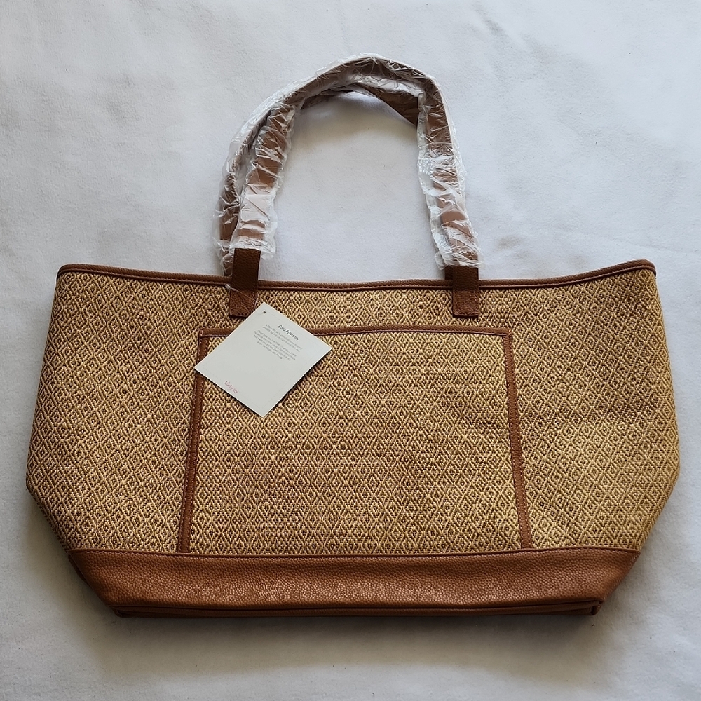 Brown Geometric Tote Bag